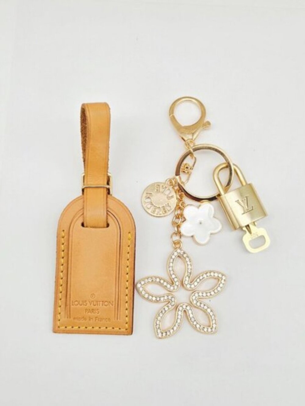 Authentic Louis Vuitton Luggage Nametag and Gold Padlock with Unbranded Keycharm - Picture 2 of 9